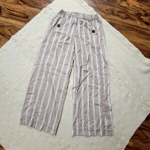 Anthro Saturday/Sunday Striped Wide Leg Low Rise Cotton Pants size XS/S Brown